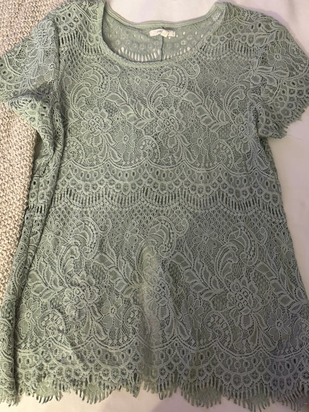 Maurices Mint Green Lace Short-Sleeve Blouse